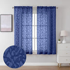 Lecloud Leia Dusty Blue Sheer Curtains 63 Inch Length 2 Panels, Light Filtering by Lecloud