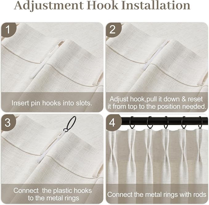 Pinch Pleated Linen Curtains 84 Inch Length 2 Panels Set, Light Filtering Linen - Image 9