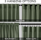 Nanspring Olive Green Linen Curtains 30 Inch Length Short Kitchen, Semi Sheer - Image 2