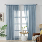 WAZZIO Boho Lace Curtains 84 Inches 2 Panel, Light Filtering Privacy Tassel & - Image 2