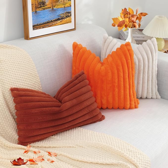 decorUhome Cozy Faux Fur Throw Pillow Covers 16x16 Set of 2 Decorative Soft - Image 8