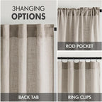 MIULEE Burlywood Birch Linen Curtains 90 Inch Long 2 Panels - Image 3