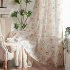 jinchan Floral Linen Curtains for Living Room 96 Inch Length Brown Flower - Image 7