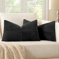 MIULEE Black Decorative Lumbar Throw Pillow Covers 12x24 Inch by MIULEE