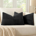 MIULEE Black Decorative Lumbar Throw Pillow Covers 12x24 Inch by MIULEE