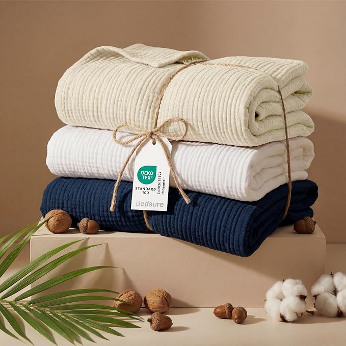 Bedsure 100% Cotton Muslin Blankets - Image 5