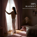 RYB HOME Pink 100%Blackout Linen Curtains - Image 3