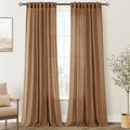 Brown Curtains for Living Room Back Tab Modern Farmhouse Semi Sheer Curtains 84 by Jolilight