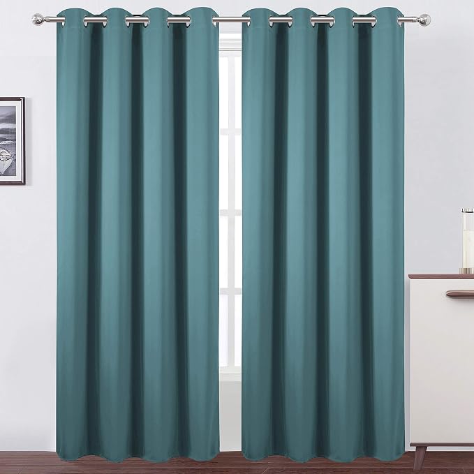 LEMOMO Blackout Curtains 66 x 84 inch/Sea Teal Curtains Set of 2 Panels/Thermal by Lemomo