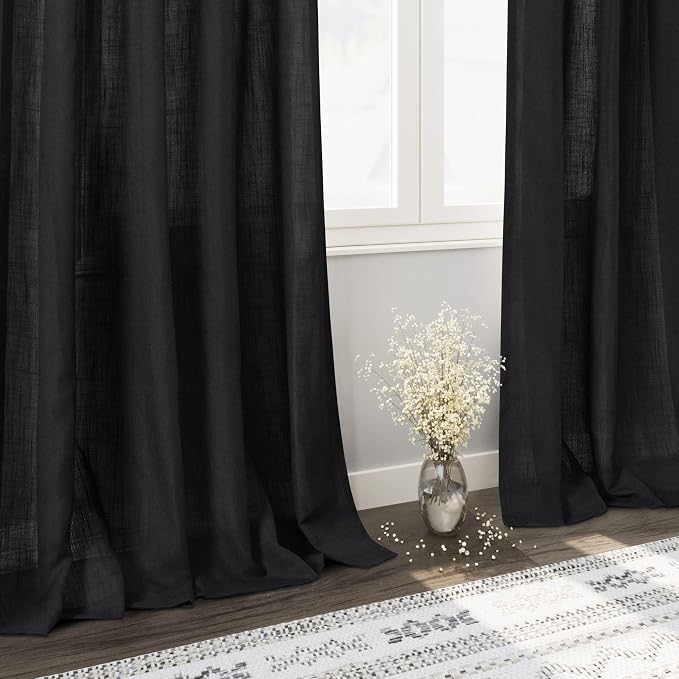 Nanspring Extra Long Black Curtain 102 inches Long 2 Panels Set - Image 6