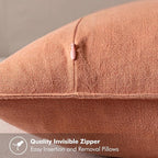 MIULEE Decorative Linen Euro Sham Pillow Covers 24x24 Coral ​Boho Farmhouse​ - Image 3
