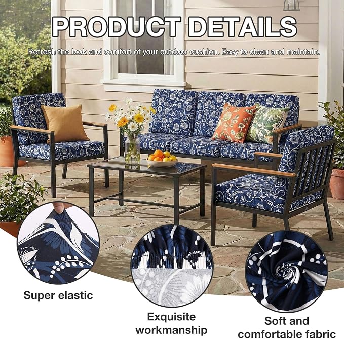 hyha 14Pcs Patio Cushion Covers, Stretch Outdoor Couch Cushion Covers - Image 3
