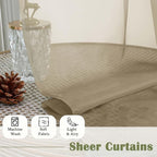 Lecloud Taupe Sheer Curtains 108 Inches Long 2 Panels, Dual Rod Pocket Light - Image 8