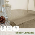 Lecloud Taupe Sheer Curtains 90 Inches Long 2 Panels Set, Living Room Curtains - Image 8