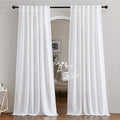 NICETOWN White Sheer 102 inch Long Curtains Faux Linen Blend, Rod Pocket & Back by NICETOWN
