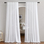 NICETOWN White Linen Sheer Curtains and Drapes 84 inches Long, Rod Pocket & by NICETOWN