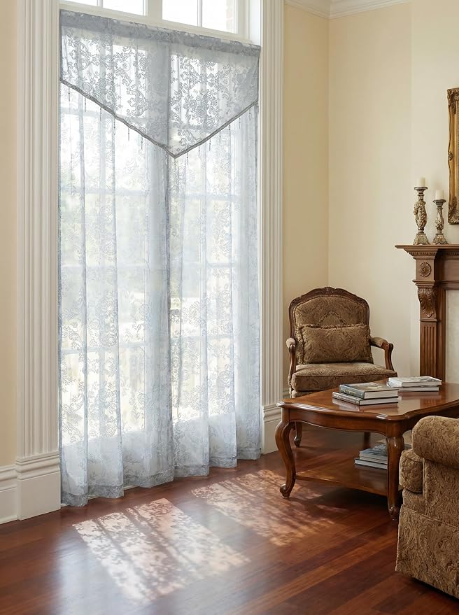 Molaxhome Swag Curtain 51 inch Length Rod Pocket Scalloped Curtain Valance - Image 3