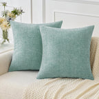 MIULEE Pack of 2 Couch Throw Pillow Covers 16x16 Inch Soft Aqua Green Chenille by MIULEE