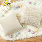 decorUhome Easter Bunny Pillow Covers 16x16 Inch Set of 2, Soft Plush Faux Wool - Image 5