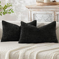 MIULEE Pack of 2 Lumbar Couch Throw Pillow Covers 20x12 Inch Black Modern Boho by MIULEE