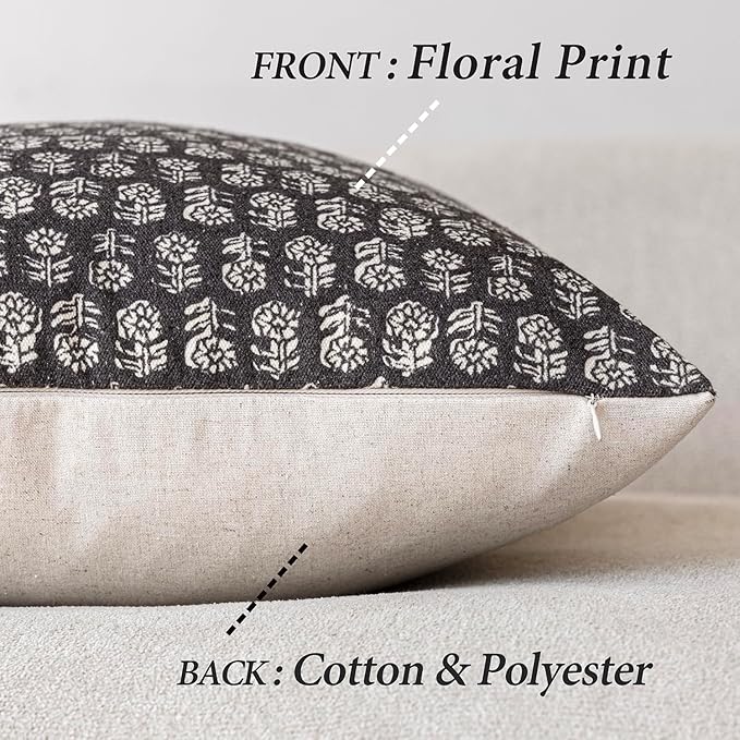 Foindtower Set of 2 Decorative Neutral Floral Print Throw Pillow Covers Vintage - Image 2