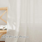 RYB HOME Linen Sheer Curtains for Bedroom, Sunlight Filtering Nature Airy - Image 4