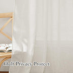 RYB HOME Cafe Curtains 24 inches Length, Linen Sheer Short Curtains - Image 3