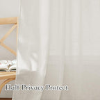 RYB HOME Linen Flax Curtains 84 inches Long, Absorbent Linen Woven Half Privacy - Image 4