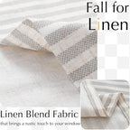 jinchan Linen Valance Curtain Striped Grey Small Window Curtain Double Layer - Image 2