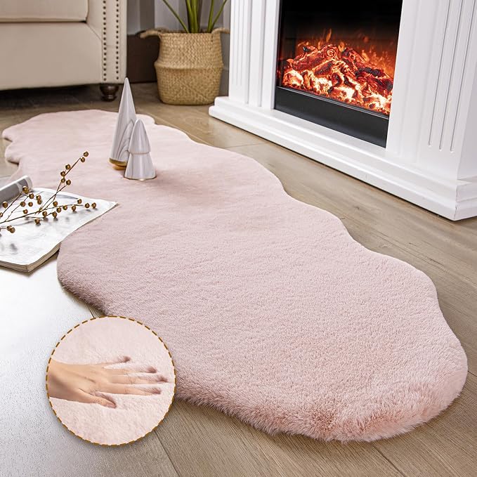 Ashler HOME DECO Ultra Soft Faux Rabbit Fur Chair Couch Cover Area Rug by AshlerHomeDeco