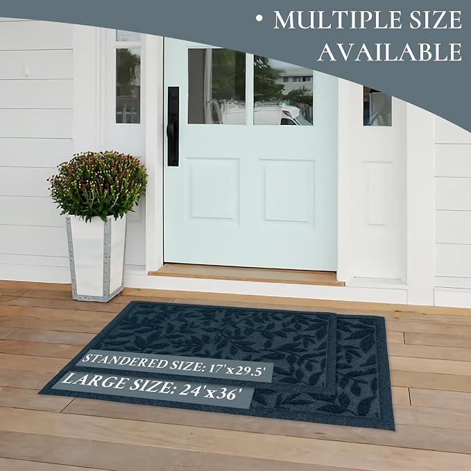 Blue Leaves Outdoor Indoor Entrance Doormats, Absorbent Durable Heavy Duty - Image 9