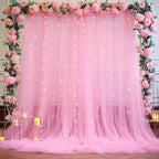Pink Sheer Backdrop Curtains for Girls Baby Shower Gender Reveal Birthday Party - Image 6