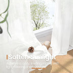 BGment 72 Inch Length White Linen Curtains - Image 4