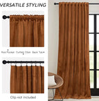 RYB HOME Orange Velvet Curtains 72 inches - Image 3