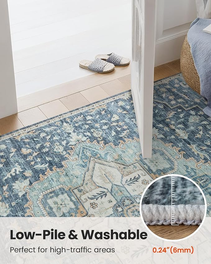 AMADA HOMEFURNISHING 8x10 Washable Area Rug, Low-Profile Large Area Rug - Image 7
