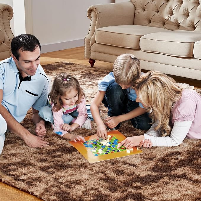 Fluffy Shag Area Rugs for Bedroom, 5x7 Ft Tie-Dyed Coffee Upgrade Anti-Skid - Image 6