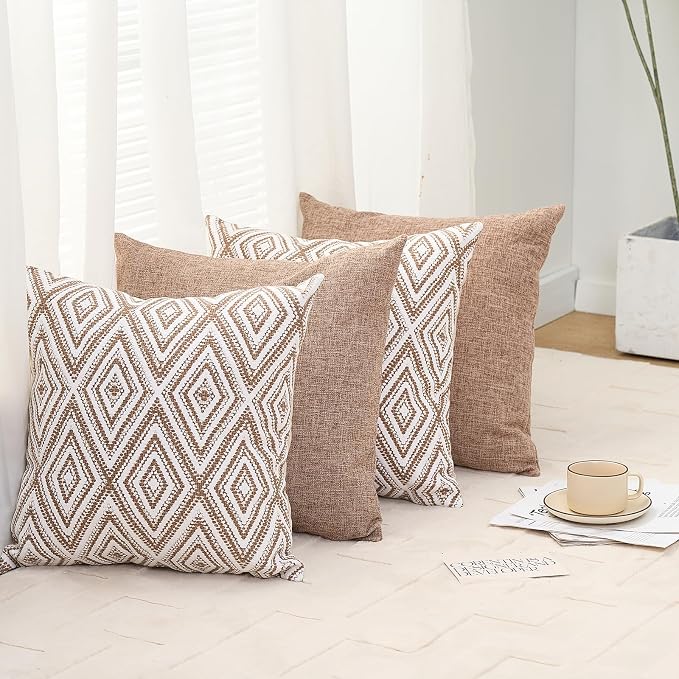 HPUK Decorative Throw Pillow Covers Set of 4 Couch Pillows Linen Cushion Cover - Image 7