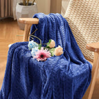 inhand Navy Fleece Twin Blanket, Super Soft Flannel Cozy Blankets - Image 2