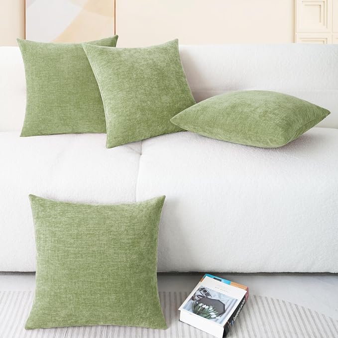 CaliTime Throw Pillow Covers Decorative 18 X 18 Inches Pack of 4 Cozy Chenille - Image 6