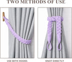 NICEEC 2 Pack Natural Cotton Rope Curtain Tiebacks Elegant Boho Style - Image 5