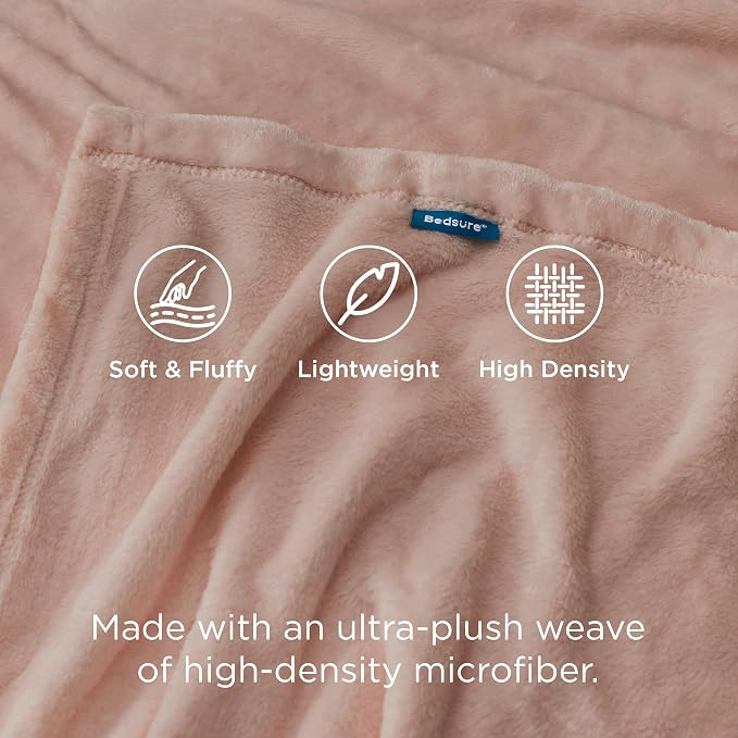 Bedsure GentleSoft Fleece Blanket Twin Size Dusty Pink - Image 3