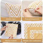 HPUK Decorative Throw Pillow Covers Set of 4 Geometric Design Linen Cushion - Image 4