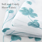 HOMEIDEAS White and Blue Embroidered Floral Sheer Curtains 84 Inches Long 2 - Image 5