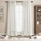 38 inch Wide Cream Linen Curtains - Image 7