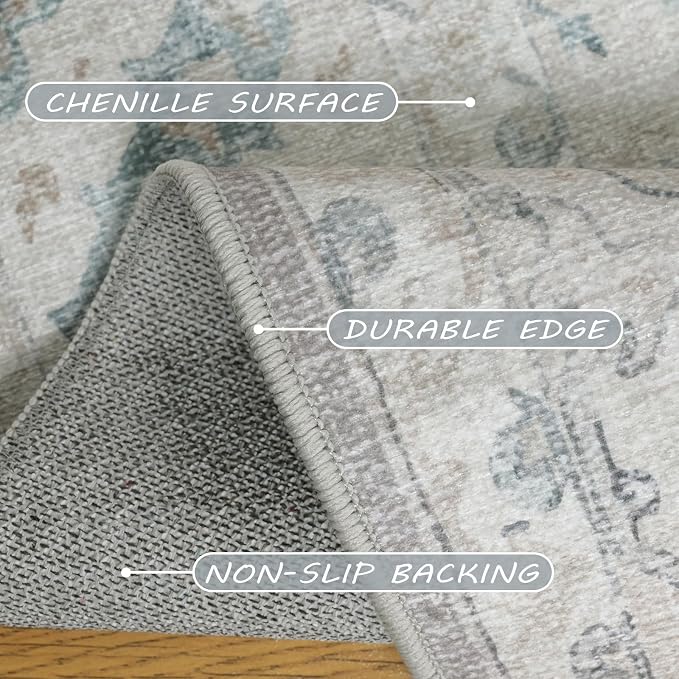8x10 Area Rugs for Living Room, Machine Washable Non Slip Vintage Retro Rugs - Image 5