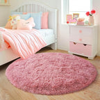 5'x5' Blush Round Rugs for Girls Bedroom, Ultra Soft Fluffy Circle Rug for Kids - Image 3