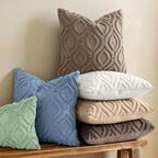 decorUhome Throw Pillow Covers 24x24 Inch Set of 2, Soft Plush Faux Wool Light - Image 2