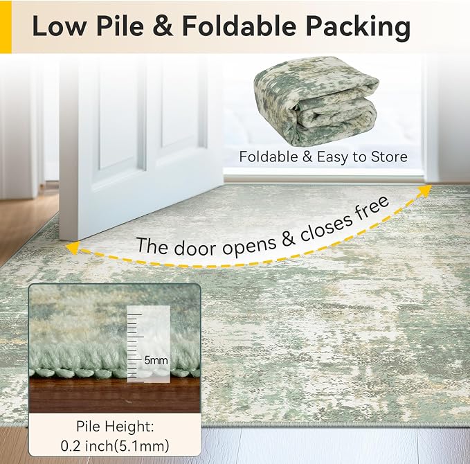 Washable Area Rugs 8'x10' Non-Slip Modern Abstract Soft - Image 8