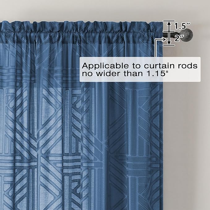 Simplebrand Dusty Blue Semi Sheer Curtains 96 Inches Long 2 Panels, Light - Image 4