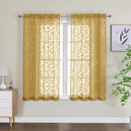 OWENIE Furman Gold Sheer Curtains 45 Inch Length 2 Panels Set by OWENIE